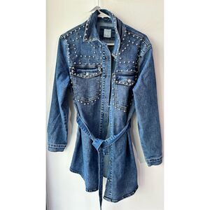 1451. Nina Rossi Women's Blue Embellished Denim jacket Size S